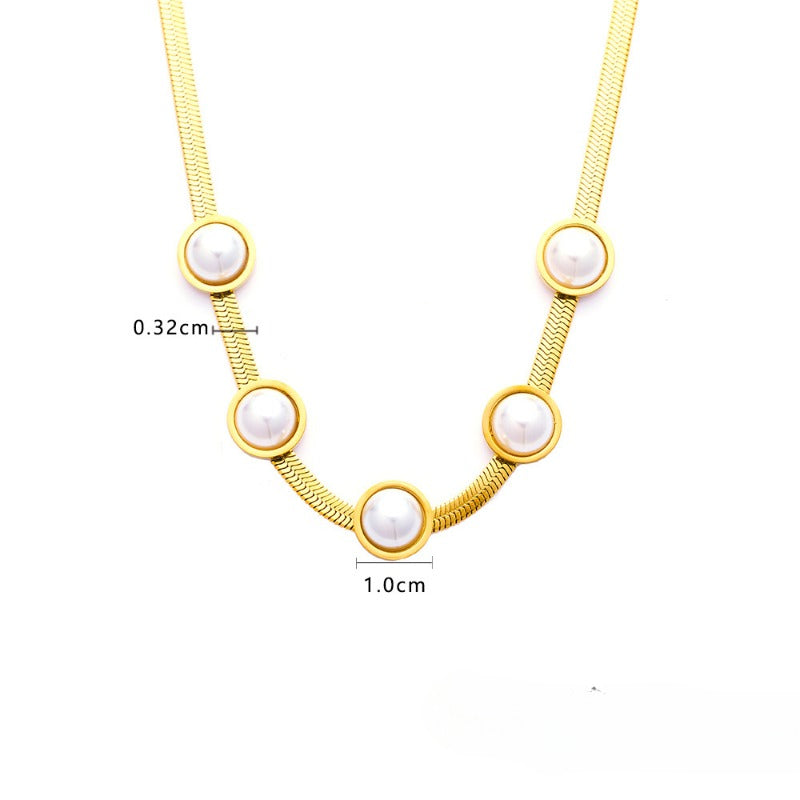 Wholesale of Pearl Titanium Steel Necklaces